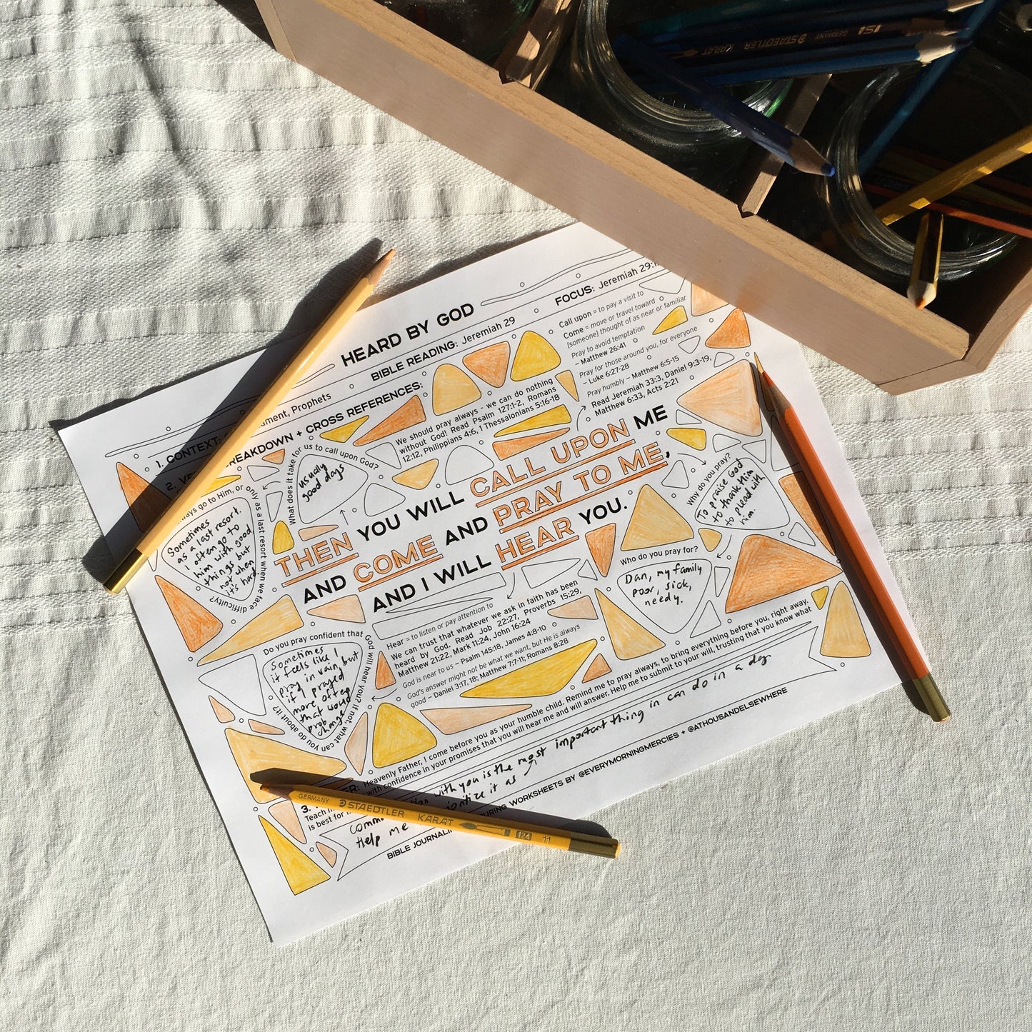 Bible Journaling Colouring Worksheets - Verse Breakdown Series A Thousand Elsewhere