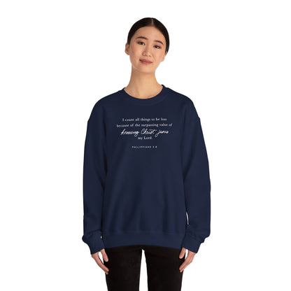 Unisex Heavy Blend Crewneck - Philippians 3:8