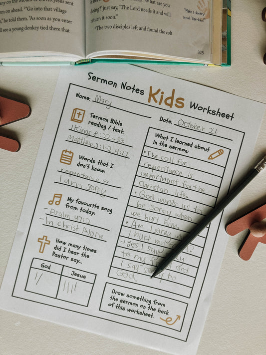 Kids Sermon Notes Worksheet - A Thousand Elsewhere