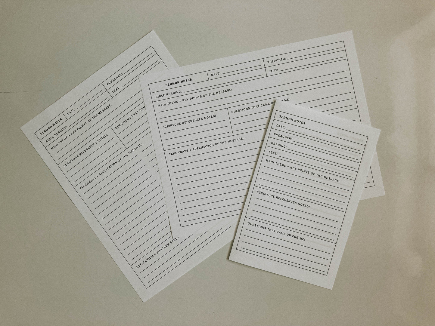 Teen & Adult Sermon Notes Worksheet Set