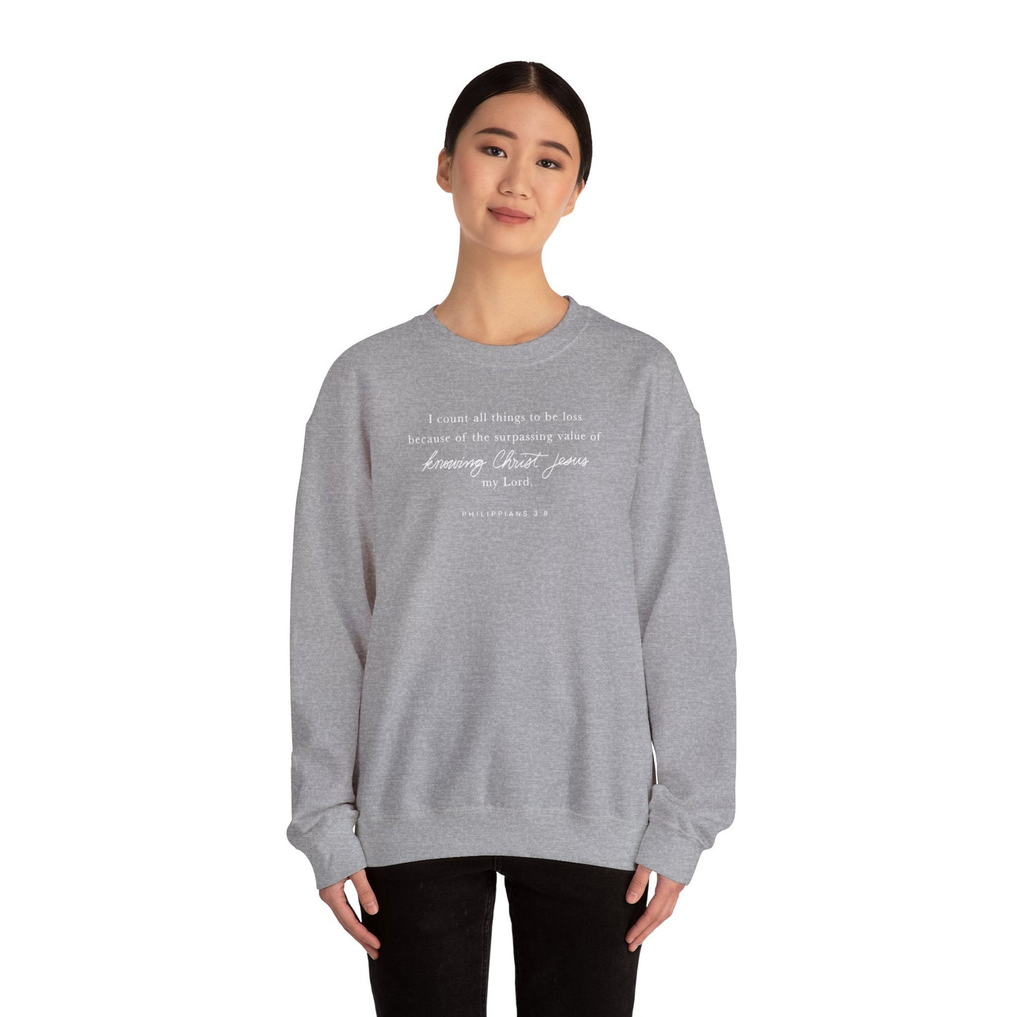 Unisex Heavy Blend Crewneck - Philippians 3:8