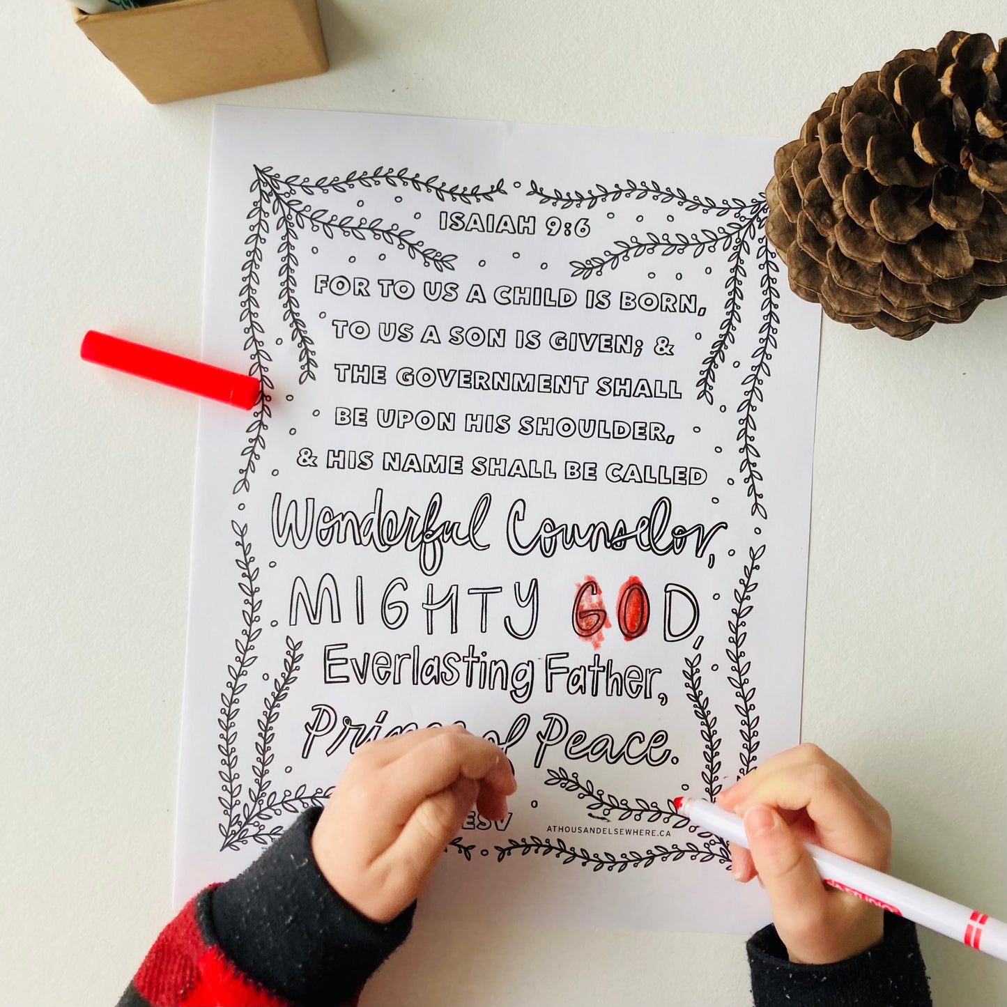 Colouring Page - Christmas, Isaiah 9:6 Names of Jesus