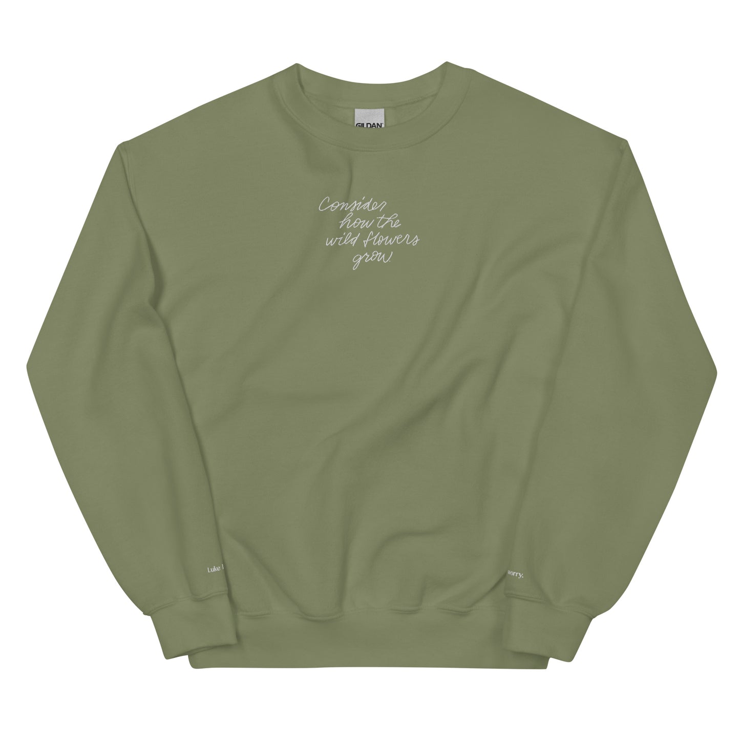 Embroidered Unisex Sweatshirt - Consider the Wild Flowers - A Thousand Elsewhere